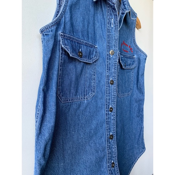 Medium, Levi’s, vintage classic denim boyfriend sleeveless button down top - Picture 4 of 15